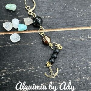 Black onyx Beaded Keychain Charm